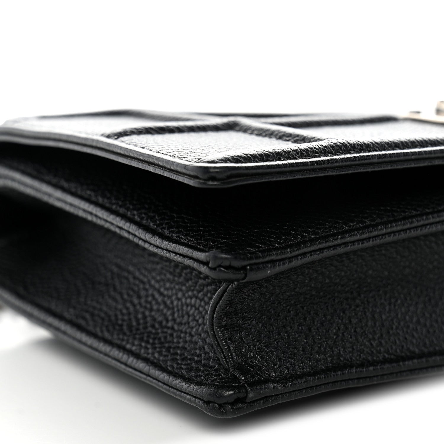 Christian Dior Grained Calfskin Diorama Wallet on Chain Pouch Black 8 of 11