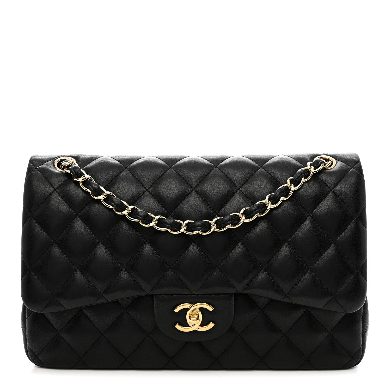 Chanel Lambskin Quilted Jumbo Double Flap Black 1 of 10