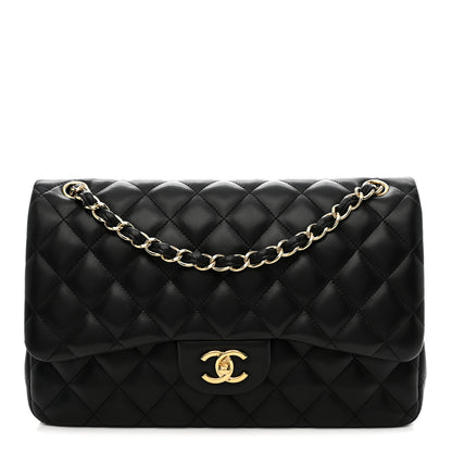 Chanel Lambskin Quilted Jumbo Double Flap Black 1 of 10