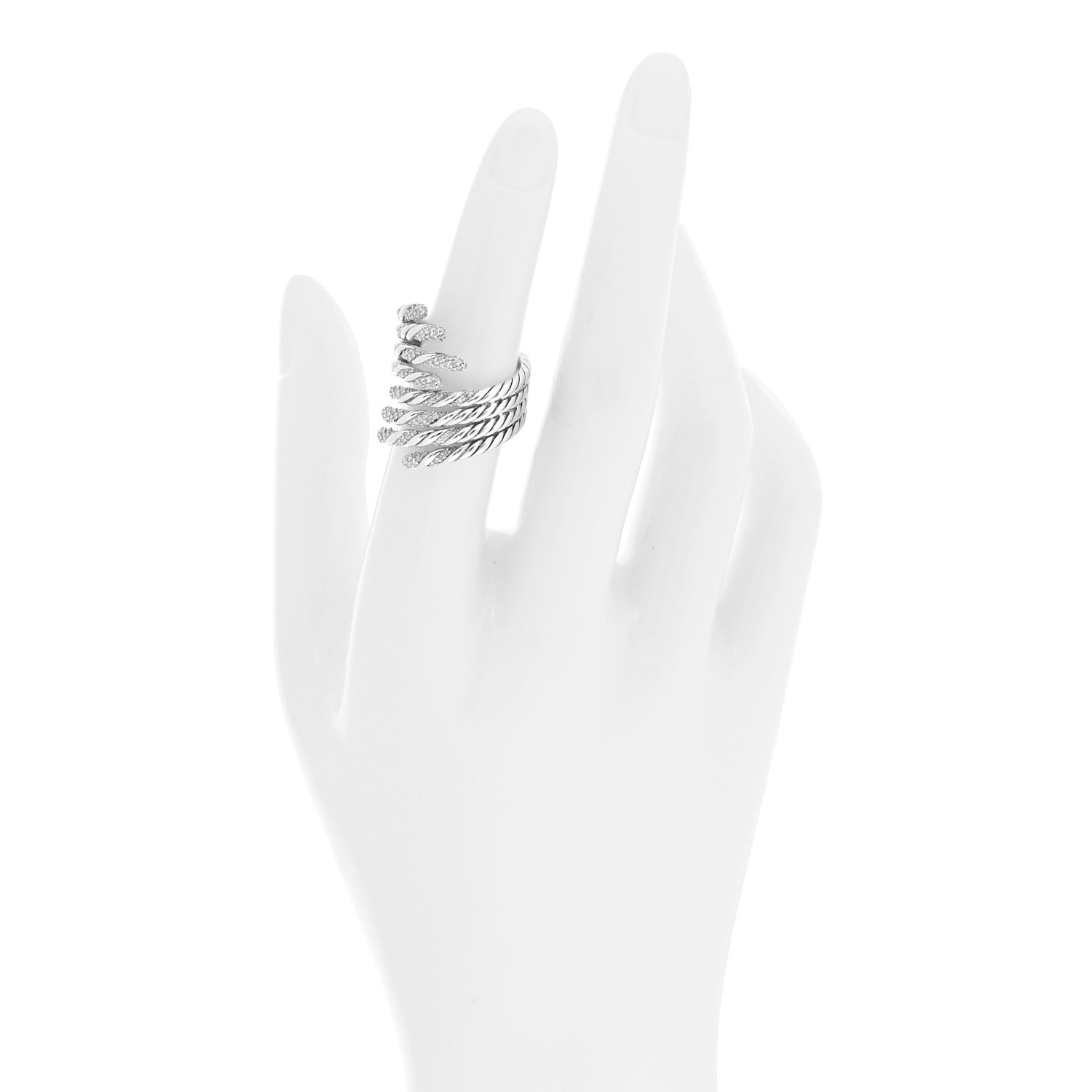 David Yurman Sterling Silver Diamond Willow Open Four Row Ring 50 5.5 2 of 4