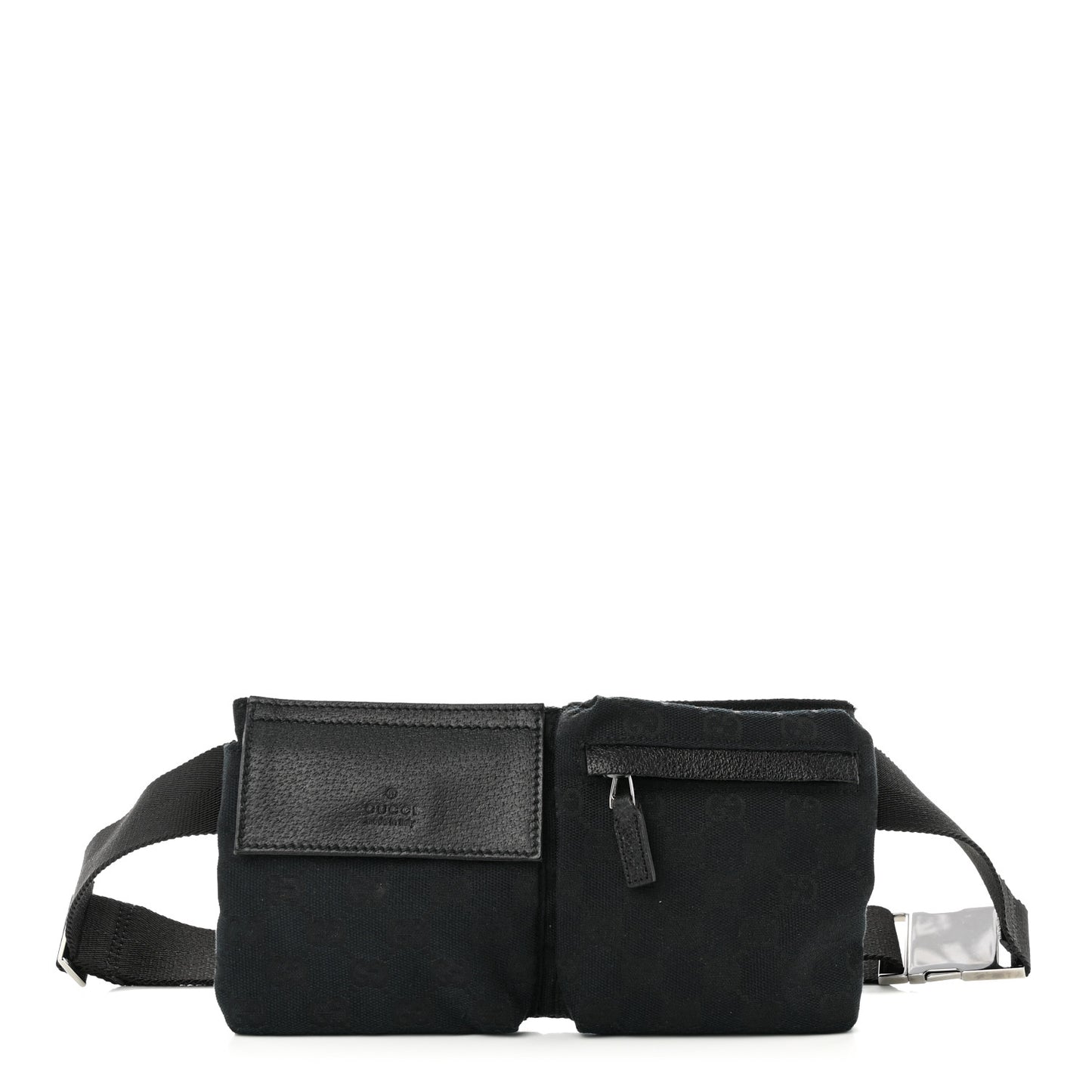 GG Monogram Double Pocket Belt Bag Black