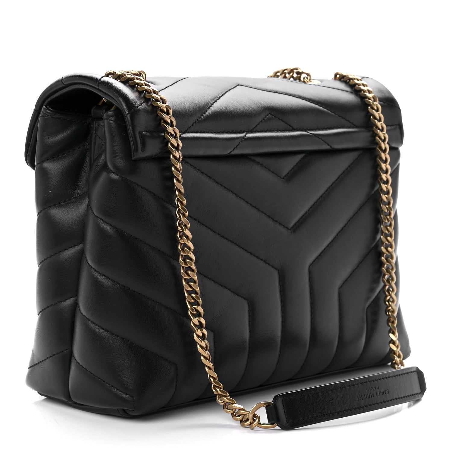 Saint Laurent Calfskin Y Quilted Monogram Small Loulou Chain Satchel Black 3 of 12