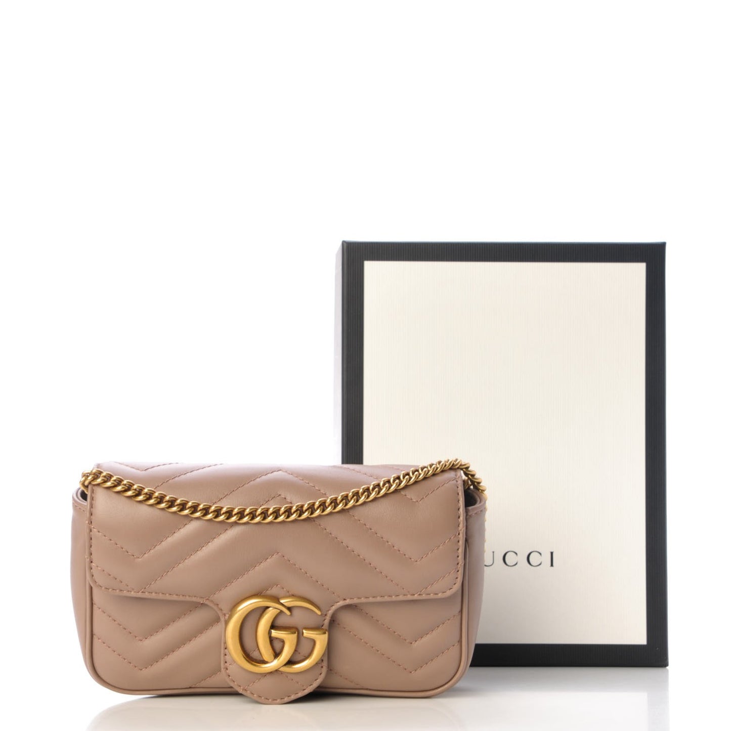 Calfskin Matelasse Super Mini GG Marmont Shoulder Bag Porcelain Rose