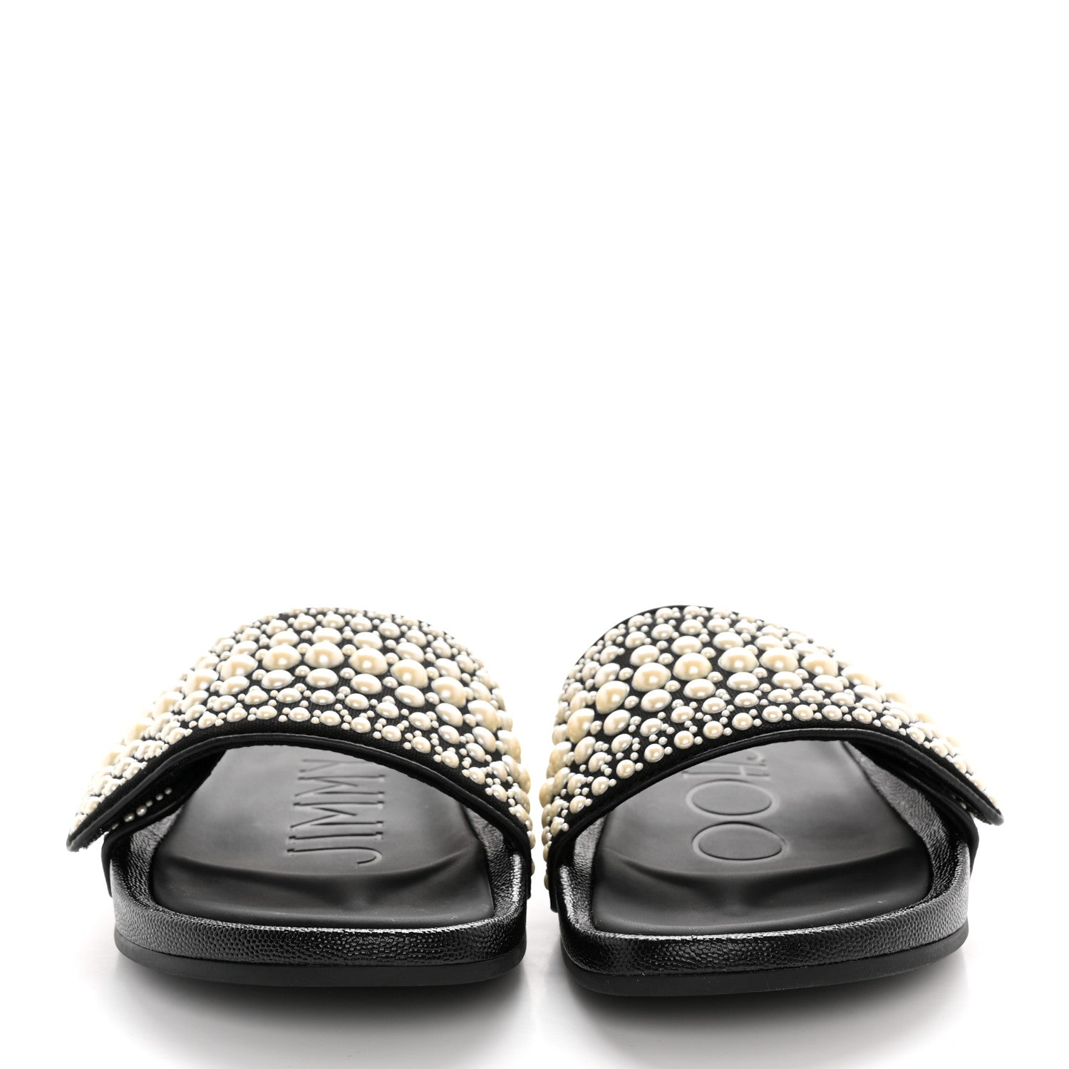 Jimmy Choo Canvas Pearl Embellished Fitz Slide Sandals 40 Black 2 of 12