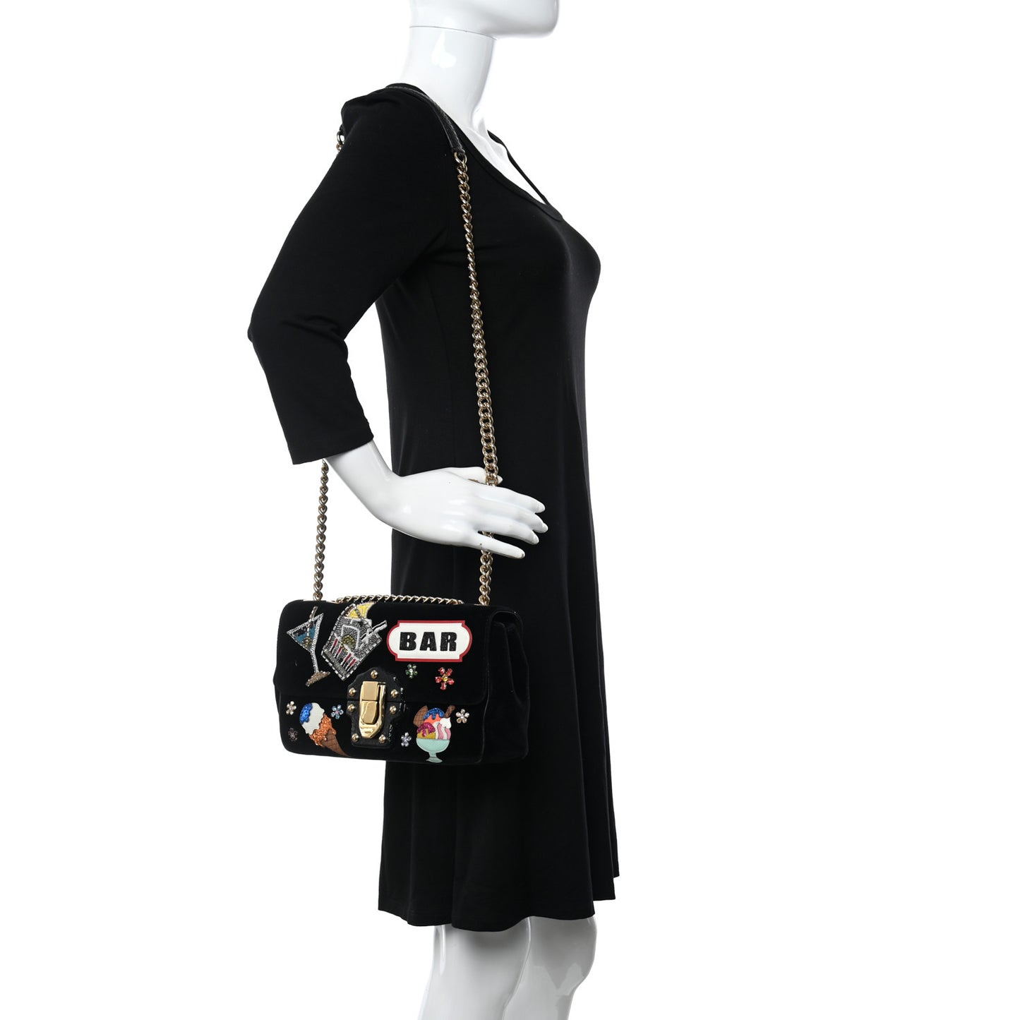 Velvet Watersnake Embellished Lucia Shoulder Bag