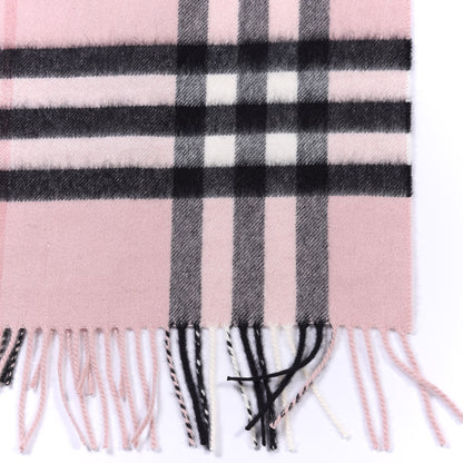 Burberry Cashmere Giant Icon Check Fringe Scarf Ash Rose 5 of 7