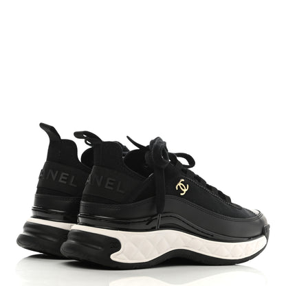 Chanel Velvet Calfskin Mixed Fibers CC Sneakers 36.5 Black 4 of 7