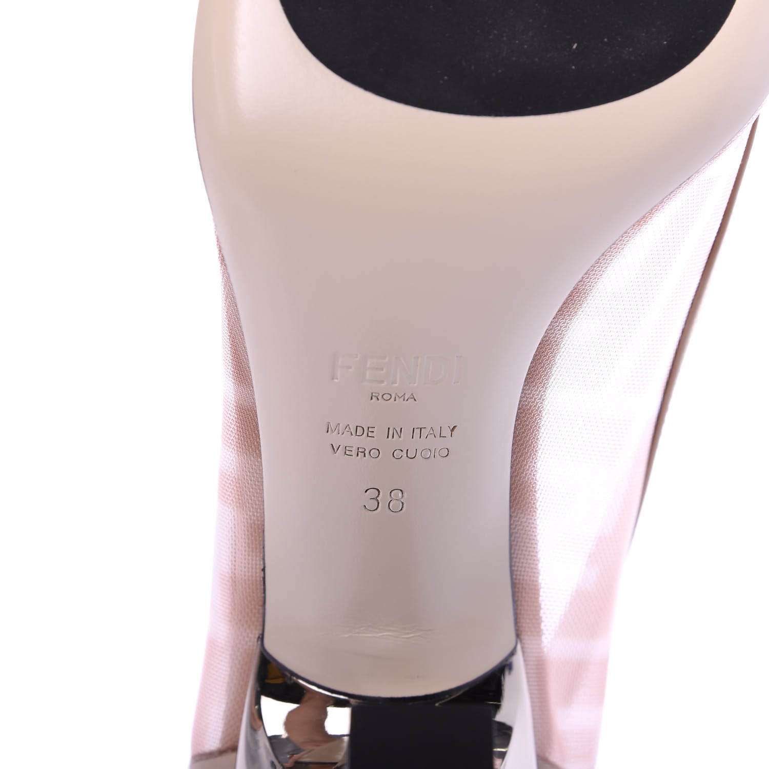 Fendi Technical Mesh Vitello Gommato FF Colibri 85mm Pumps 38 Rose Nudo 8 of 9