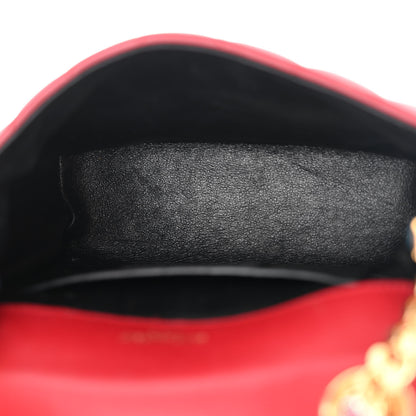 Saint Laurent Lambskin Matelasse Monogram Small Vicky Chain Bag Red 5 of 12