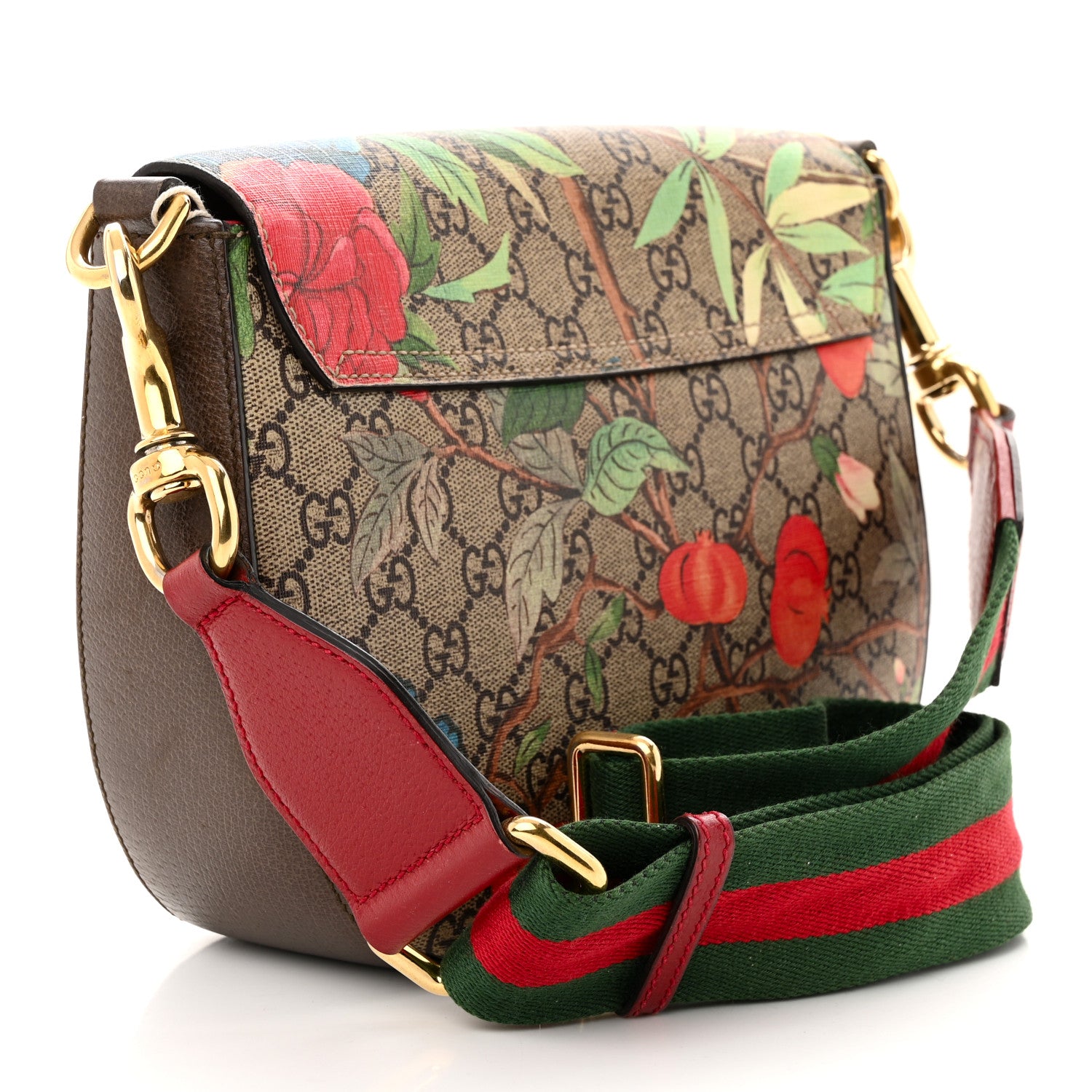Gucci GG Supreme Monogram Tian Web Medium Padlock Messenger Shoulder Bag Beige Multicolor New Acero 3 of 14