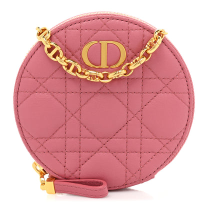 Christian Dior Calfskin Cannage Round Caro Pouch Pink Yarrow 1 of 9
