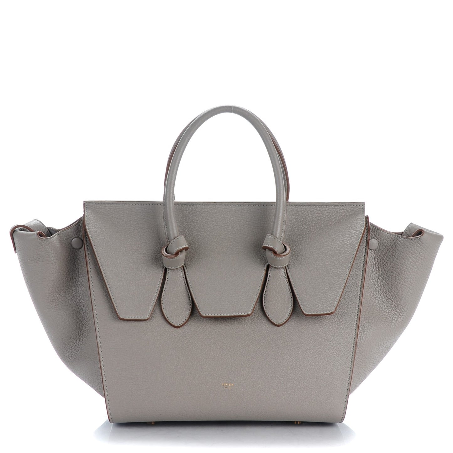 Crisped Calfskin Small Tie Tote Medium Grey