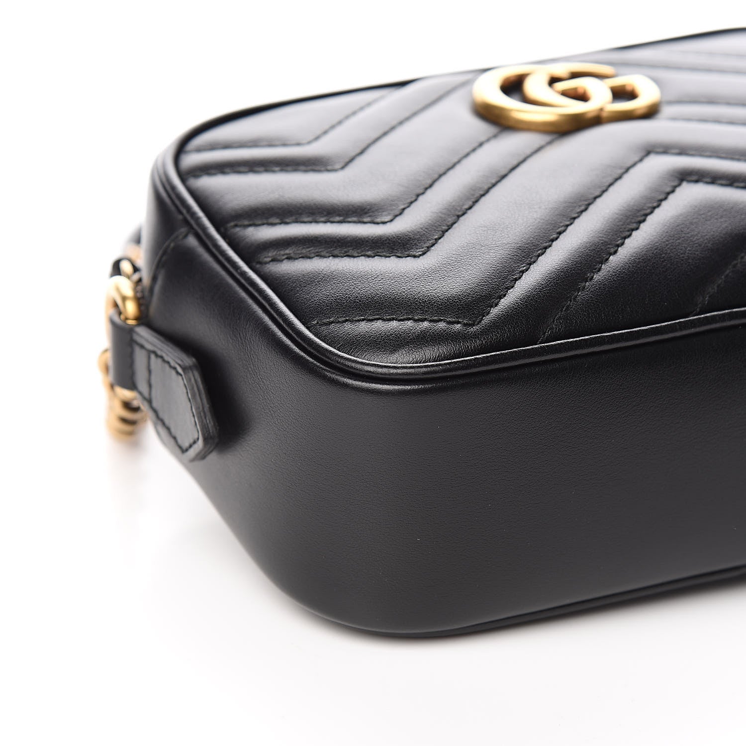 Gucci Calfskin Matelasse Mini GG Marmont Chain Shoulder Bag Black 8 of 10