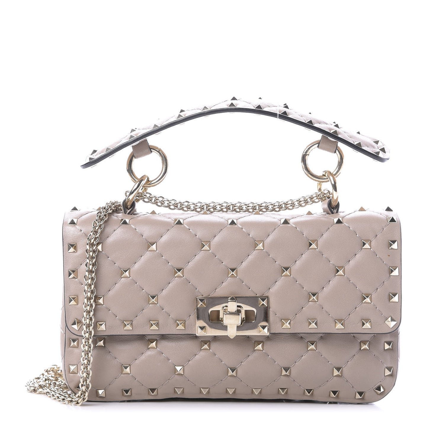 Nappa Small Rockstud Spike Shoulder Bag Poudre