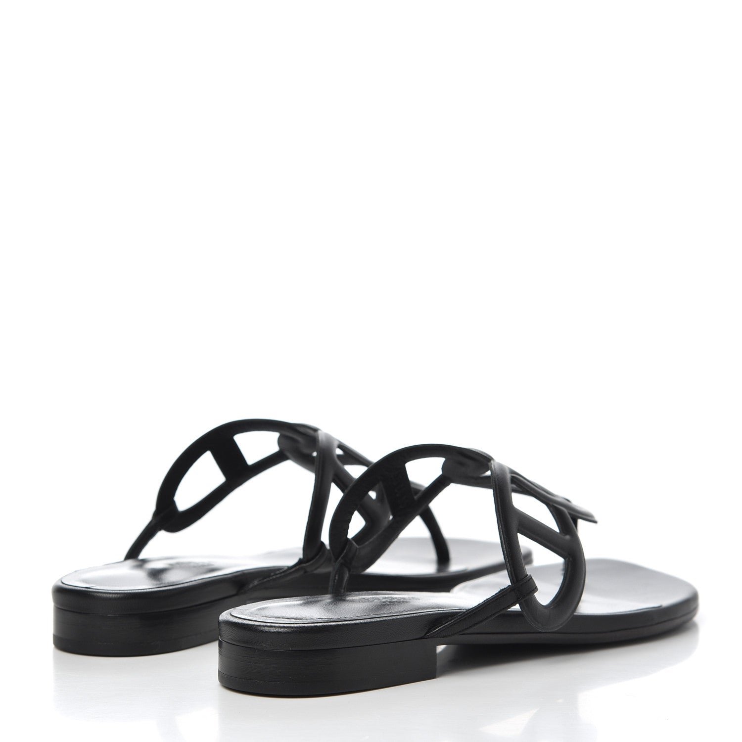 Hermes Nappa Womens Beach Sandals 37 Black 4 of 13