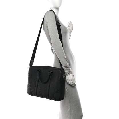 Gucci Piuma Calfskin Jumbo GG Embossed Briefcase Black 2 of 10