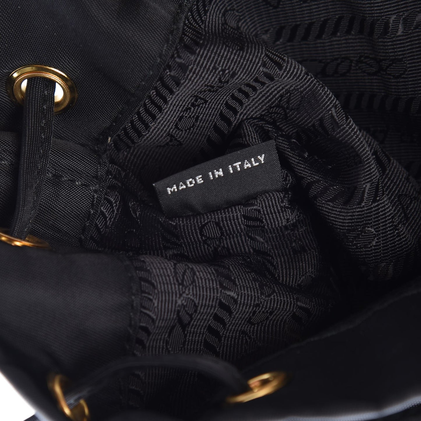 Tessuto Nylon Saffiano Mini Bucket Crossbody Bag Black
