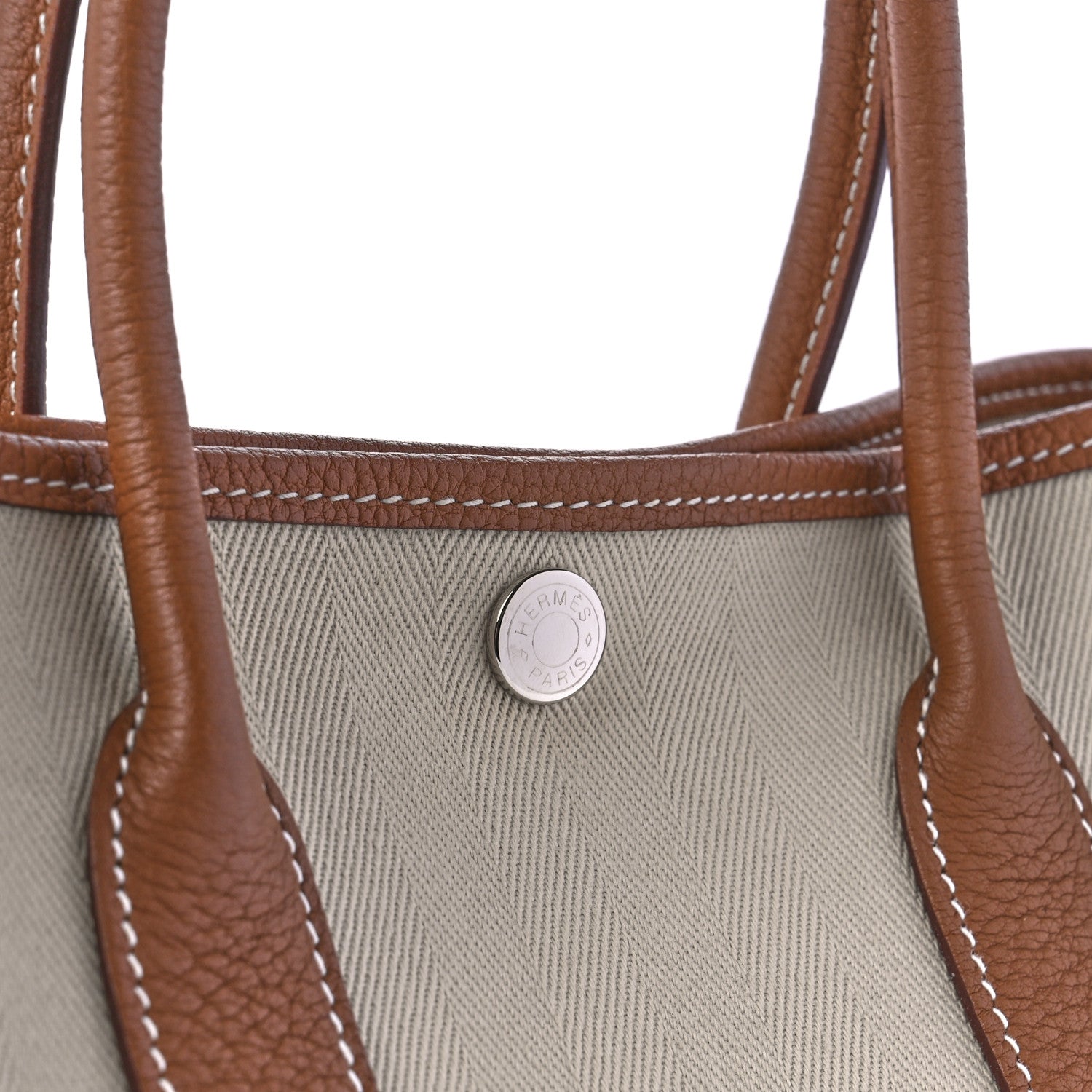 Hermes Grand Chevron Weave Negonda Garden Party 30 TPM Tote Craie Gold 7 of 11