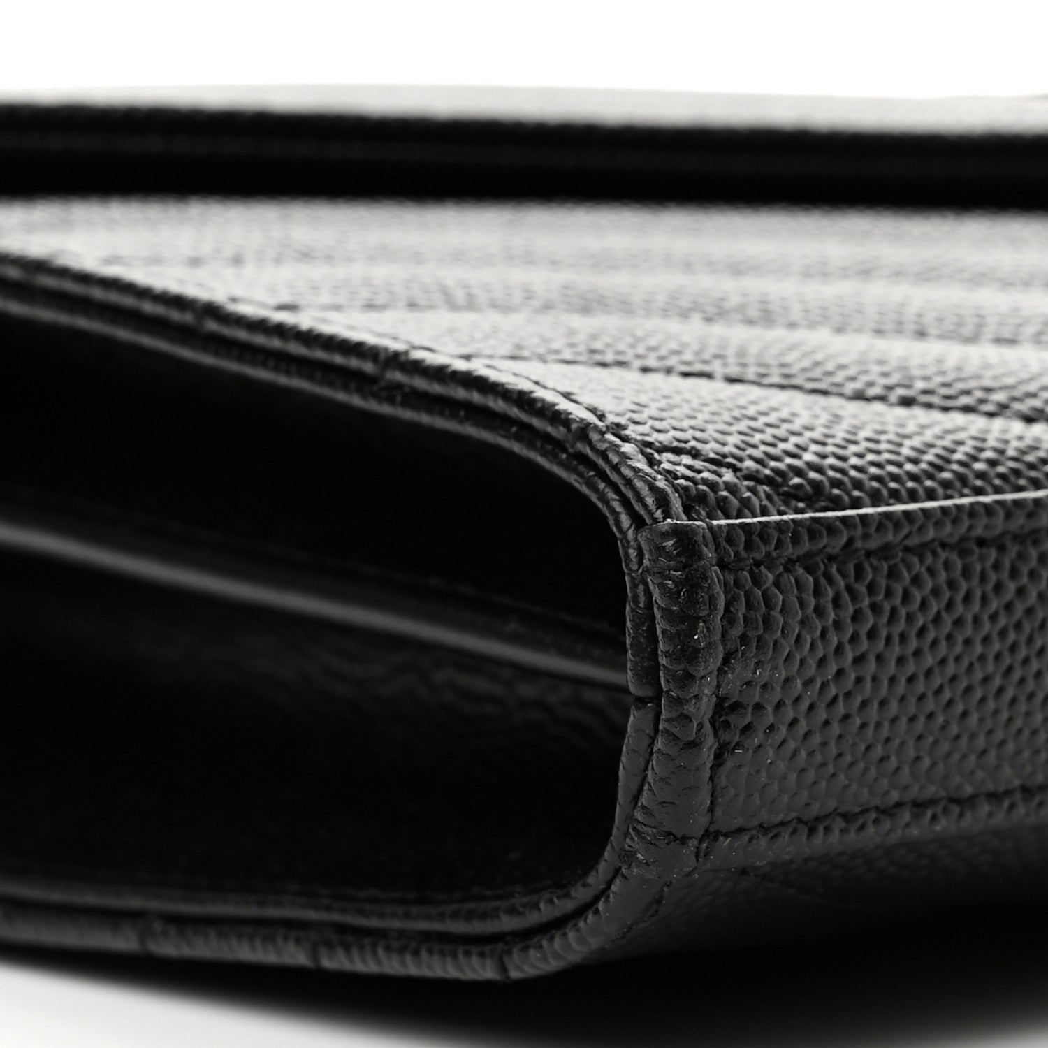 Saint Laurent Grain De Poudre Matelasse Chevron Monogram Chain Wallet Black 8 of 9