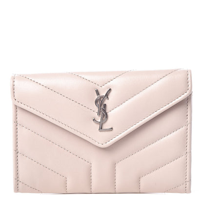 Saint Laurent Nappa Matelasse Chevron Small Monogram Envelope Wallet Nude Powder 1 of 8