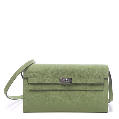 Hermes Epsom Verso Kelly Wallet To Go Vert Criquet Bleu Brume 1 of 10
