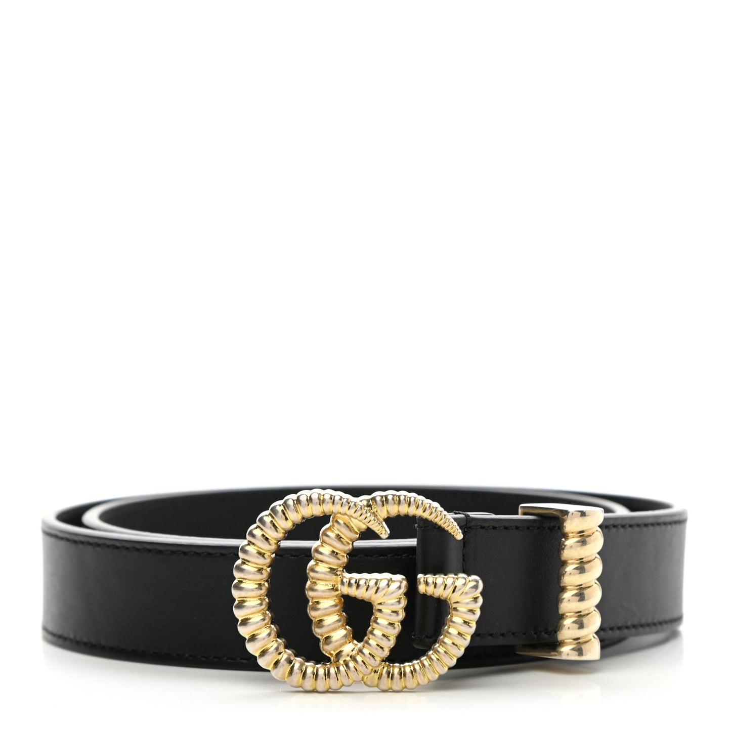 Moon Calfskin Torchon Double G 25mm Belt 75 30 Black