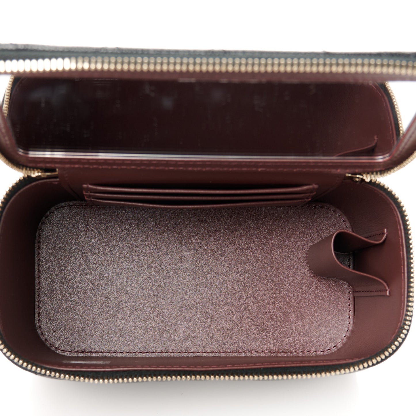 Caviar Quilted Small Vanity Case With Chain Black