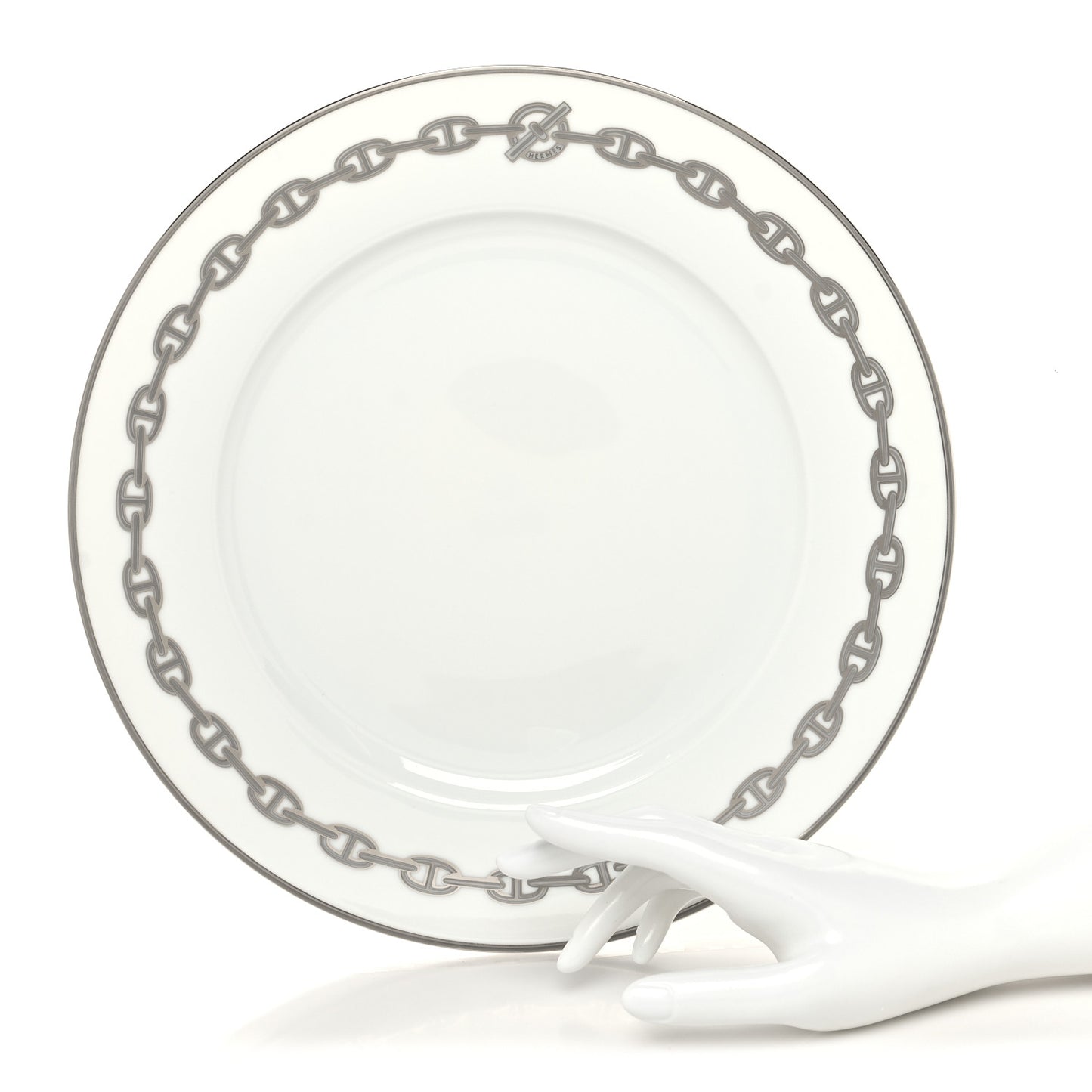 Porcelain Chaine d'Ancre Platinum Dinner Plate Set of 2