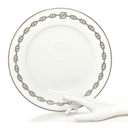 Hermes Porcelain Chaine d'Ancre Platinum Dinner Plate Set of 2 2 of 8