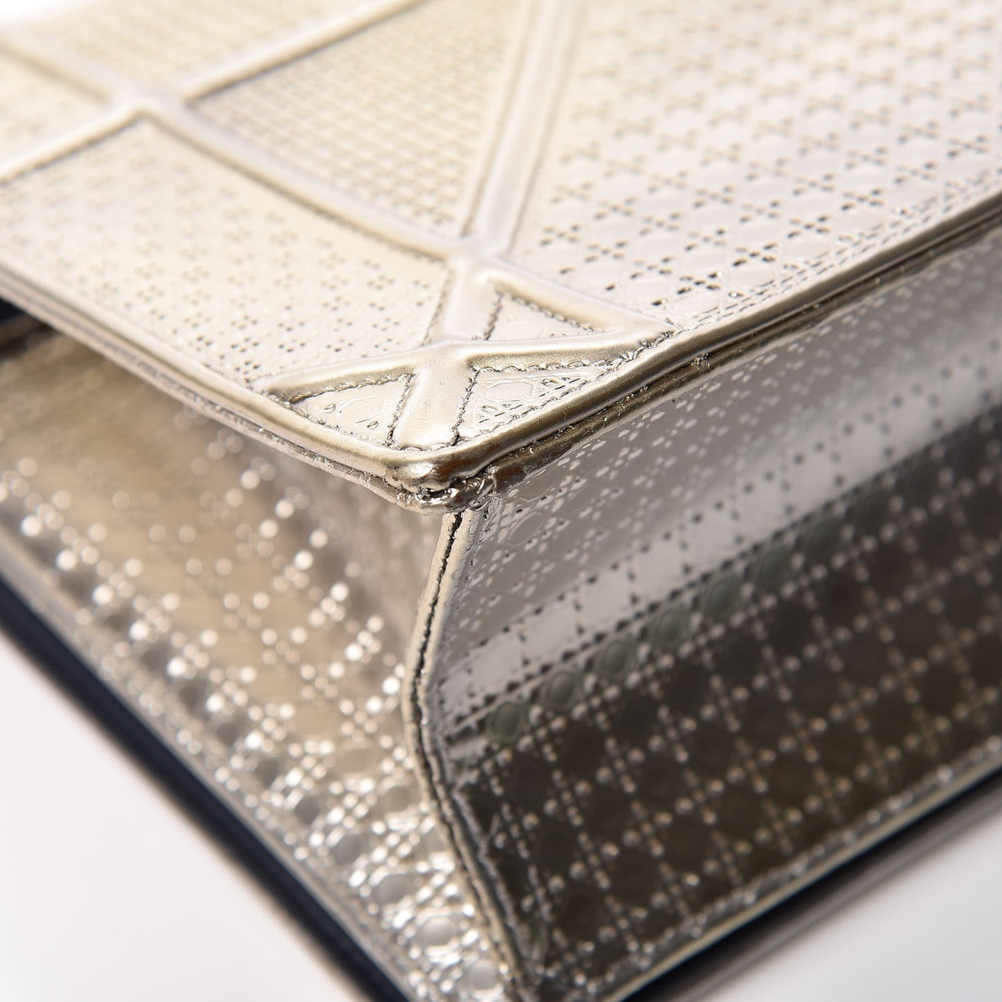 Metallic Patent Micro-Cannage Medium Diorama Flap Bag Gold