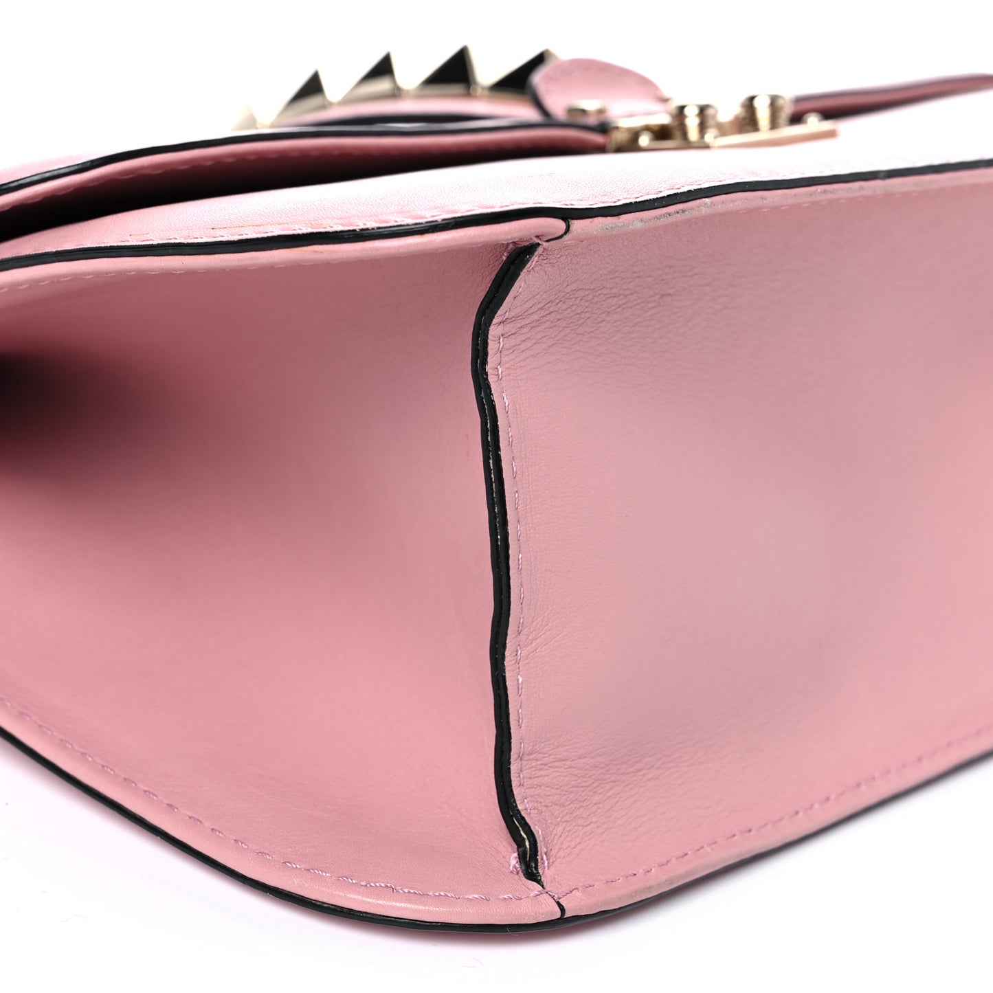 Vitello Large Glam Lock Rockstud Flap Pop Gardenia
