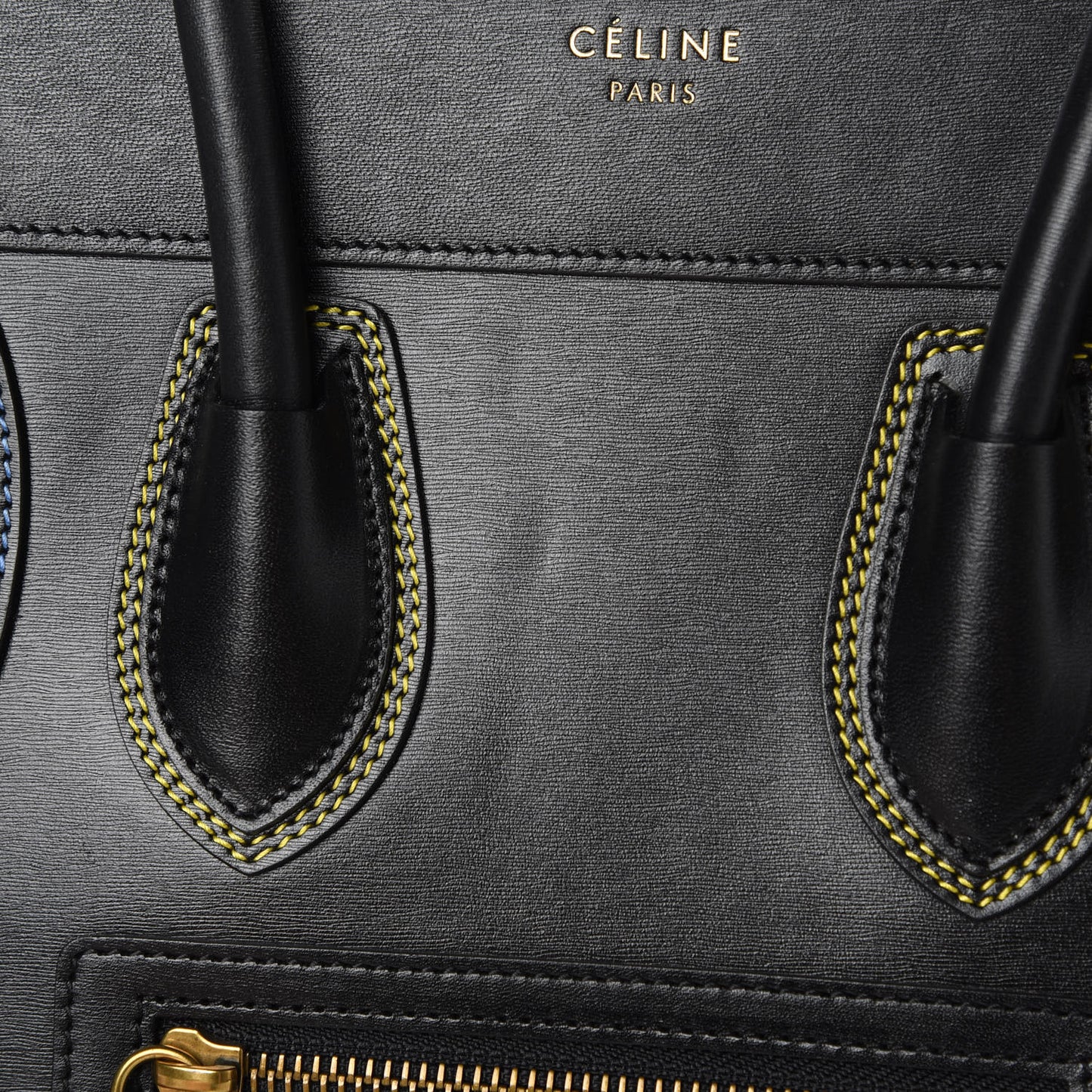 Smooth Calfskin Multicolor Double Stitching Micro Luggage Black