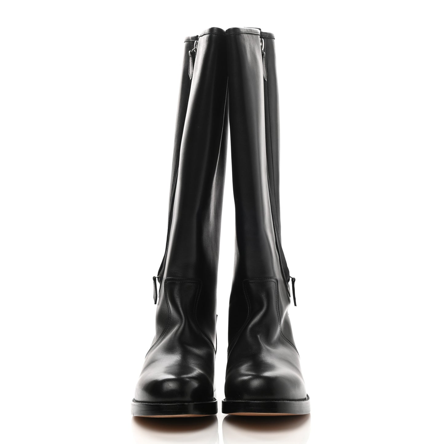 Box Calfskin Equestrian Land Boots 38 Black