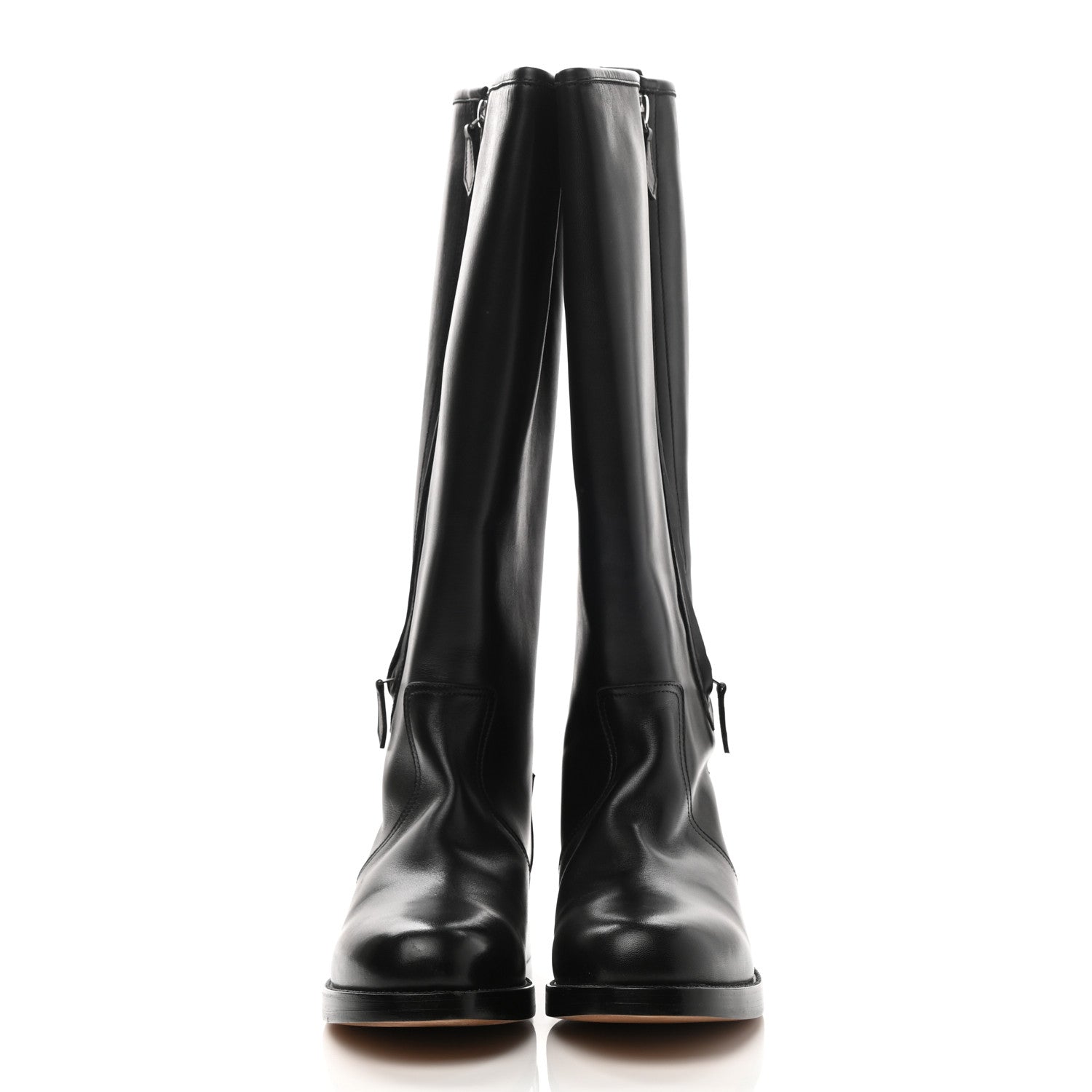 Hermes Box Calfskin Equestrian Land Boots 38 Black 2 of 8