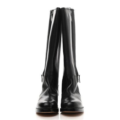 Hermes Box Calfskin Equestrian Land Boots 38 Black 2 of 8