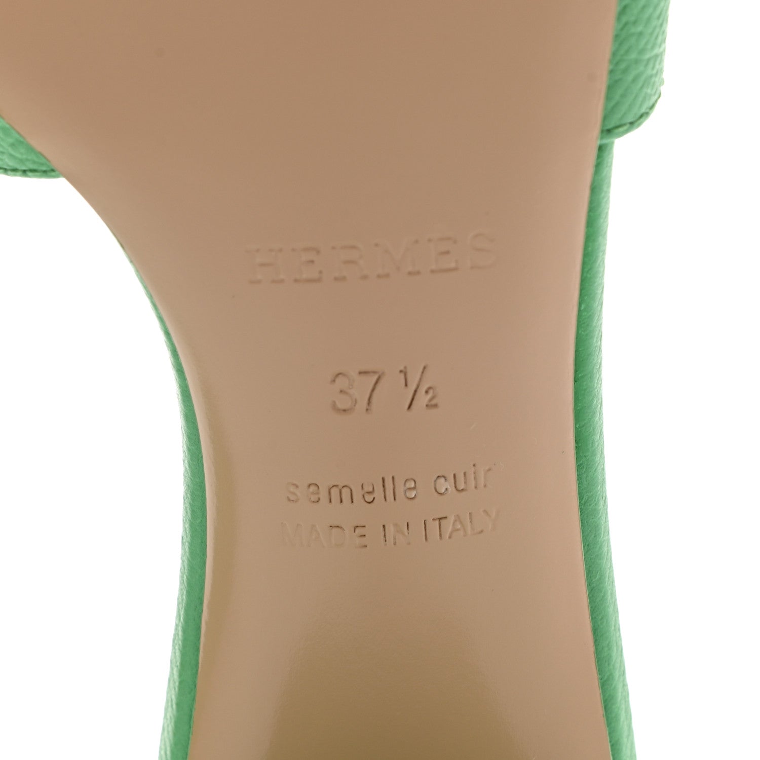 Hermes Epsom Oasis Sandals 37.5 Vert Pomme 6 of 9