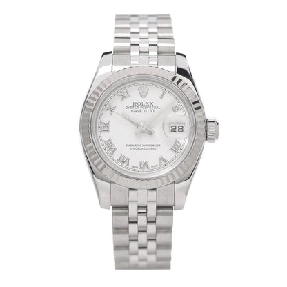 Rolex Stainless Steel 18K White Gold 26mm Oyster Perpetual Datejust Watch White Roman 179174 1 of 6