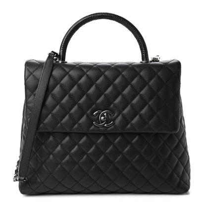 Chanel Caviar Lizard Quilted Large Coco Handle Flap Black 1 of 10