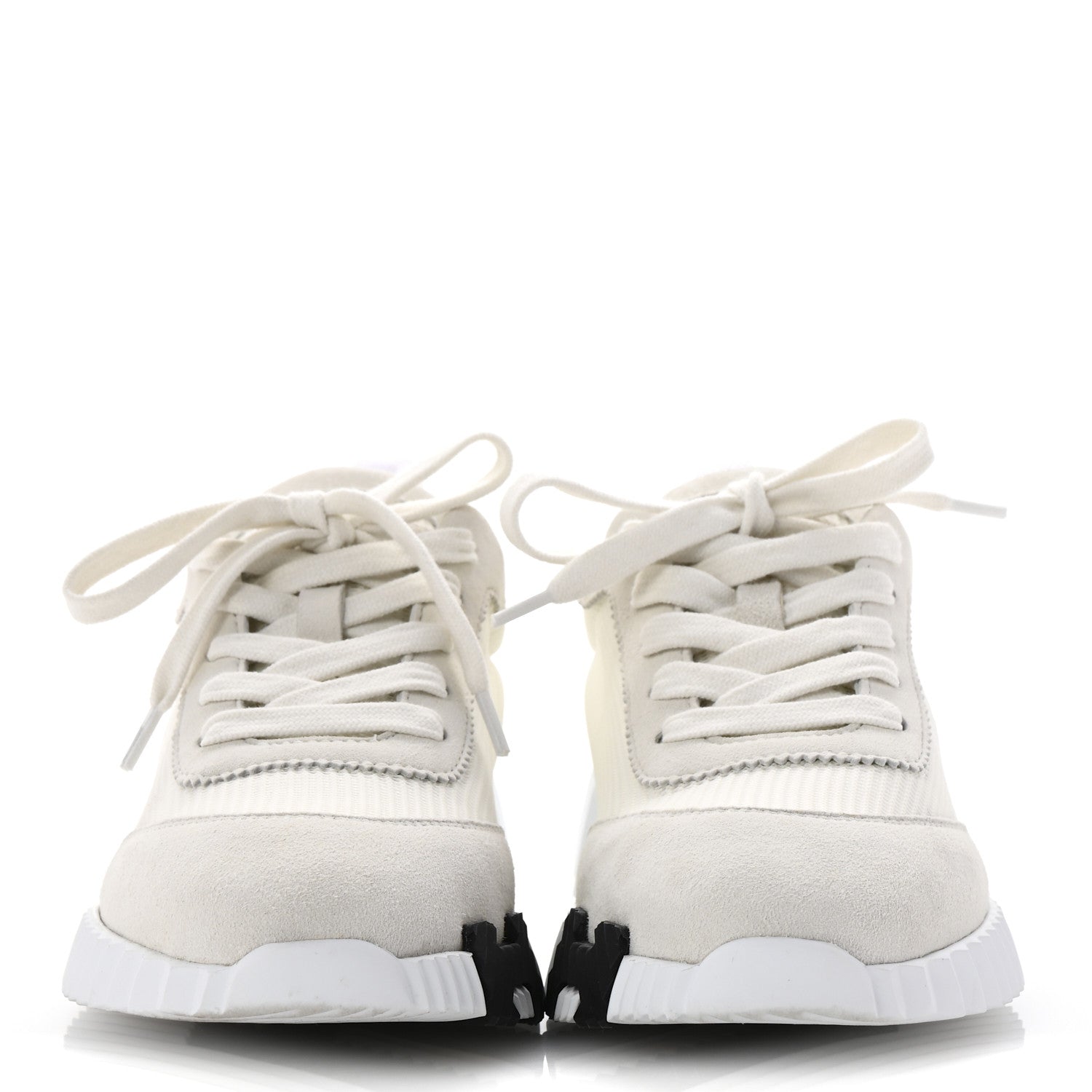 Hermes Graphic Mesh Suede Goatskin Womens Bouncing Sneakers  36 White 3 of 10