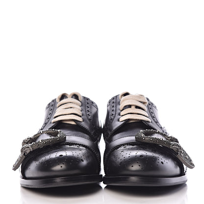 Gucci Calfskin Bee Embroidered Mens Queercore Brogue Derby Shoes 7 Black 2 of 10