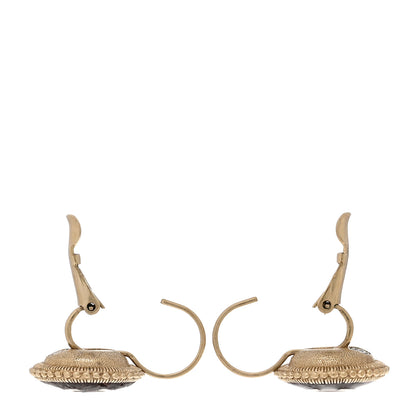 Chanel Enamel CC Disc Hoop Drop Earrings Gold Black 3 of 4