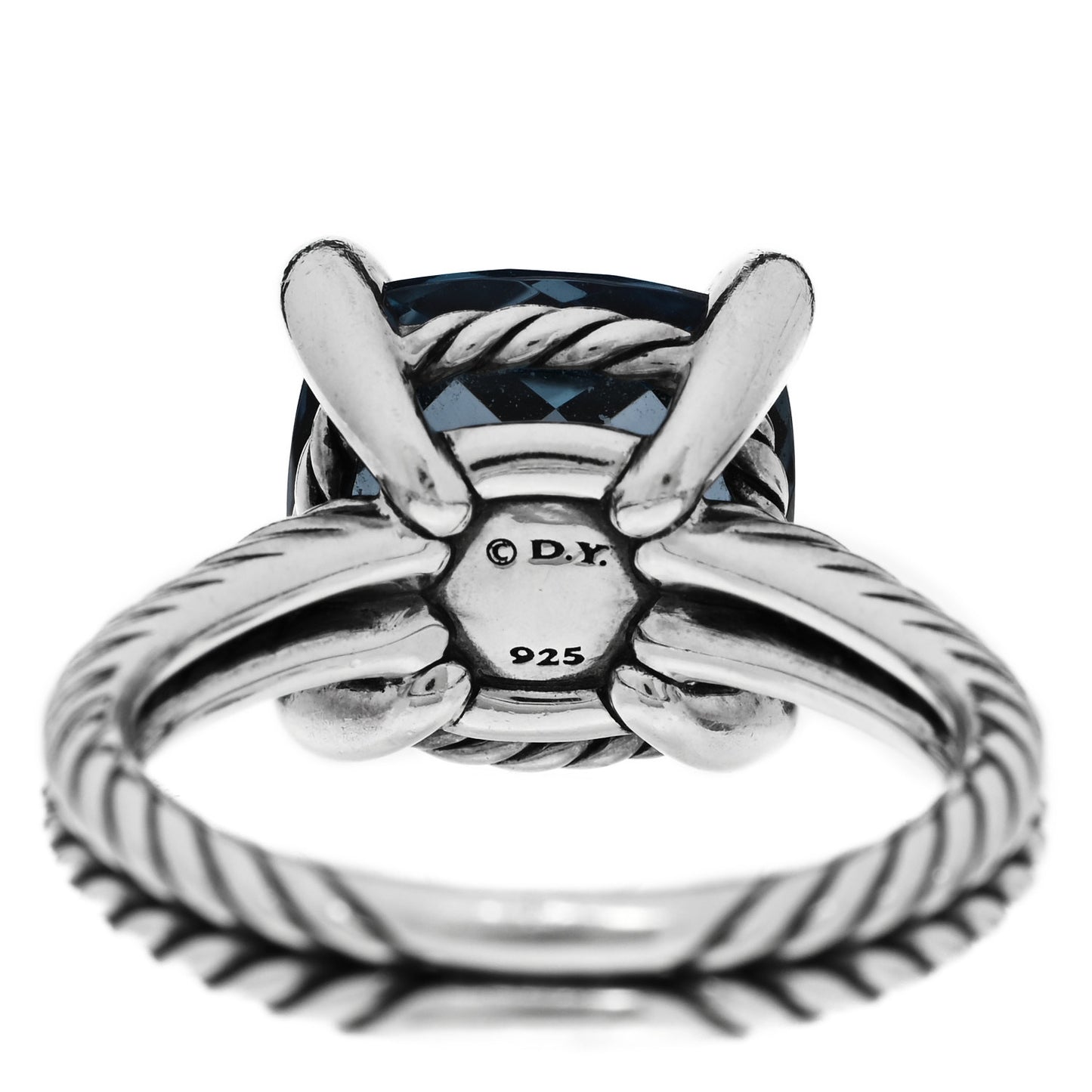 Sterling Silver Diamond Hampton Blue Topaz 11mm Chatelaine Ring 54 7