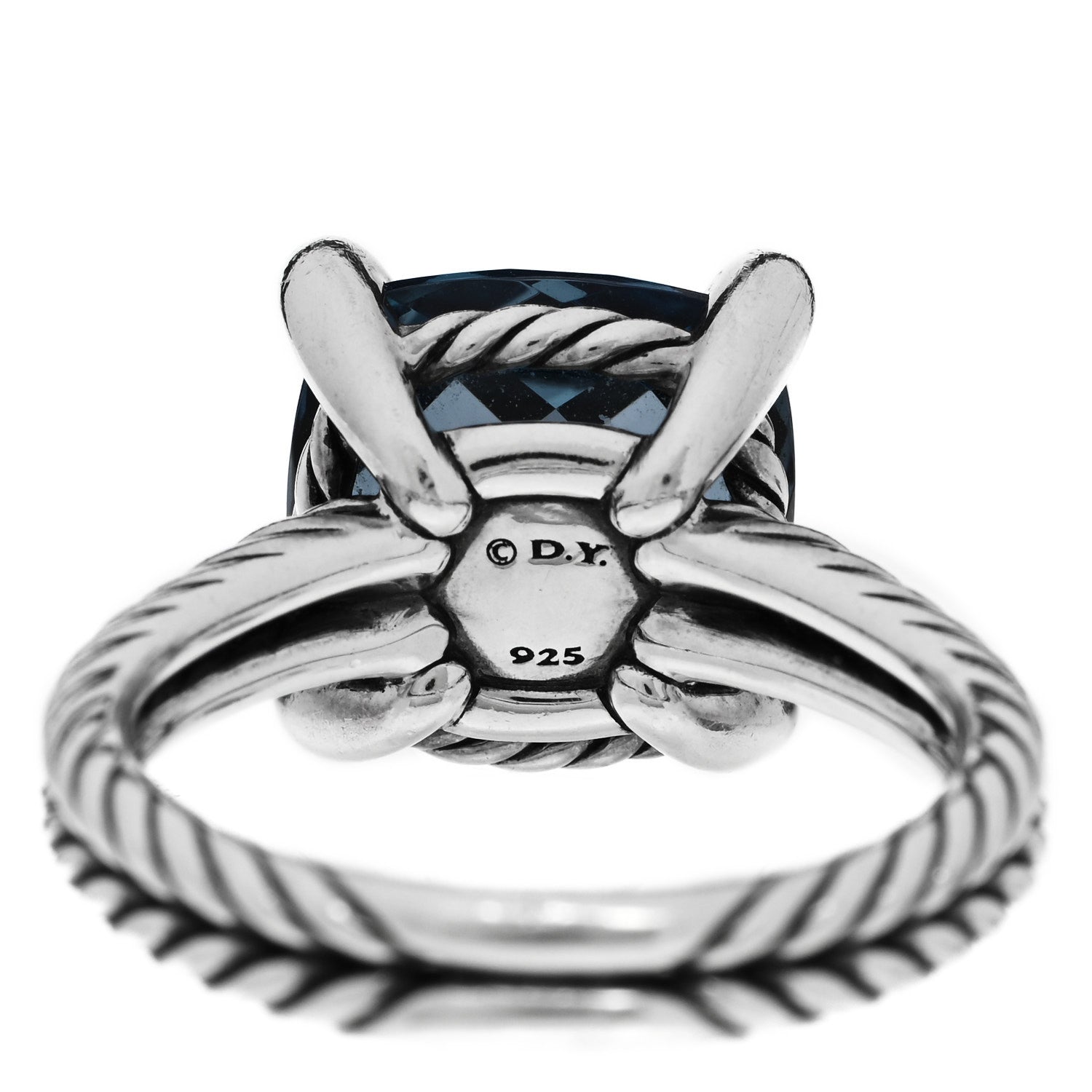David Yurman Sterling Silver Diamond Hampton Blue Topaz 11mm Chatelaine Ring 54 7 5 of 5