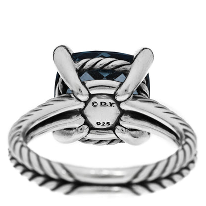 David Yurman Sterling Silver Diamond Hampton Blue Topaz 11mm Chatelaine Ring 54 7 5 of 5