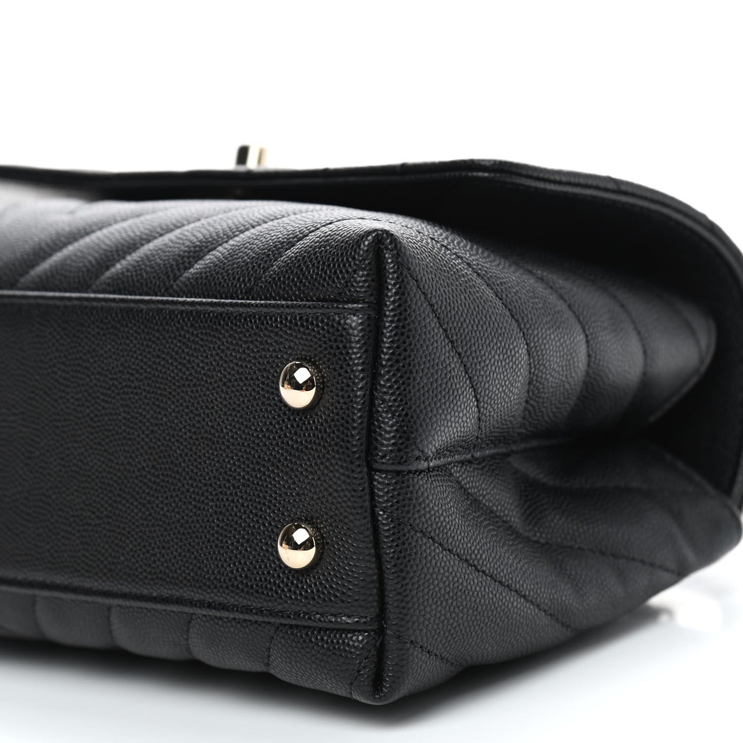 Caviar Lizard Embossed Chevron Quilted Mini Coco Handle Flap Black
