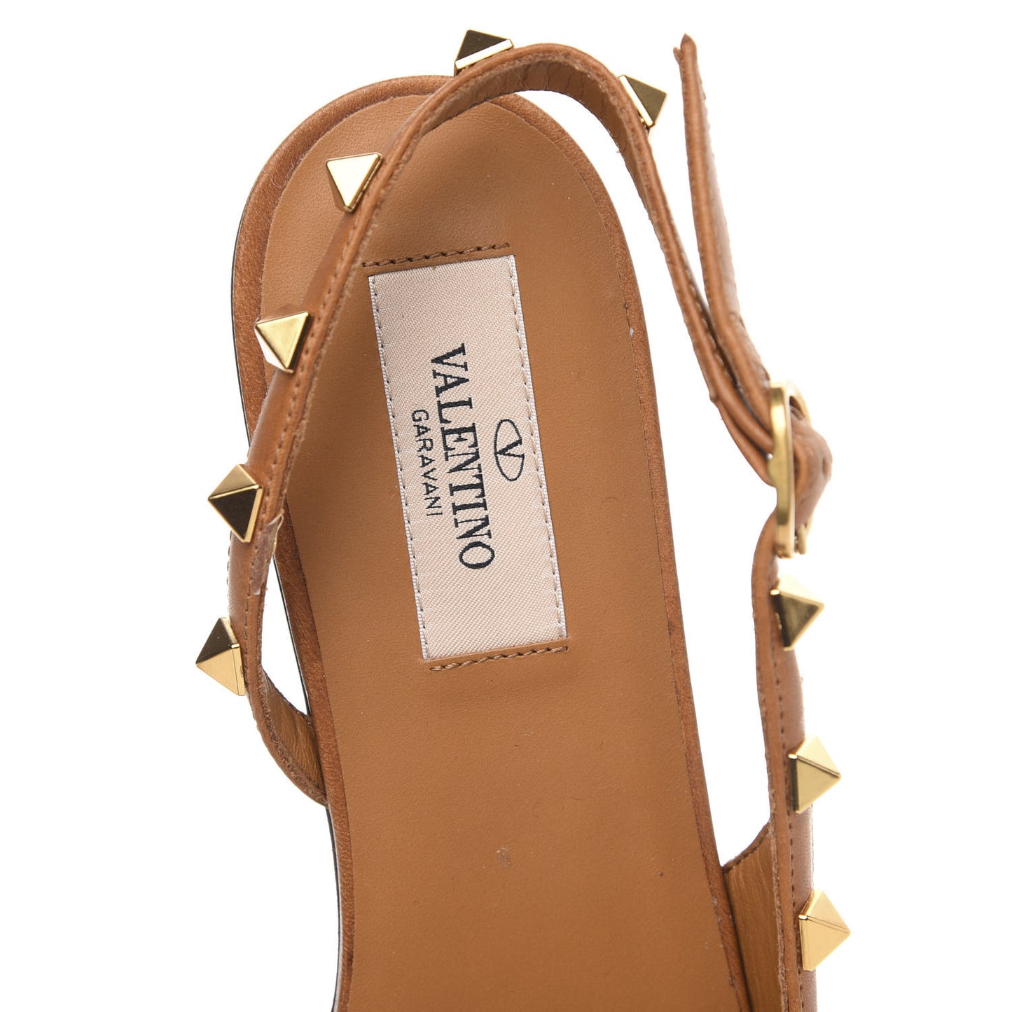 Raffia Calfskin Rockstud Slingback Flats 38 Naturale
