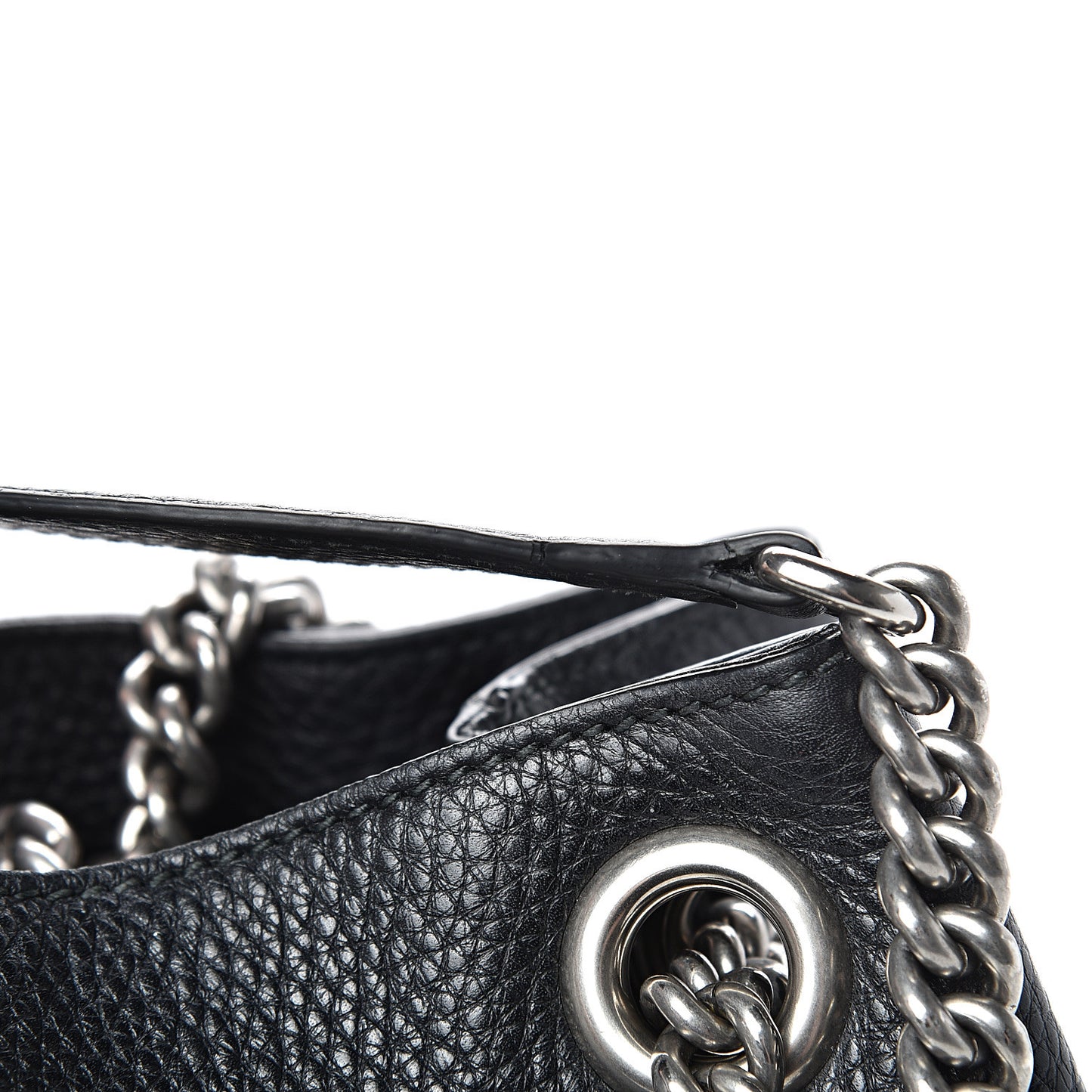Pebbled Calfskin Studded Medium Soho Chain Shoulder Bag Black