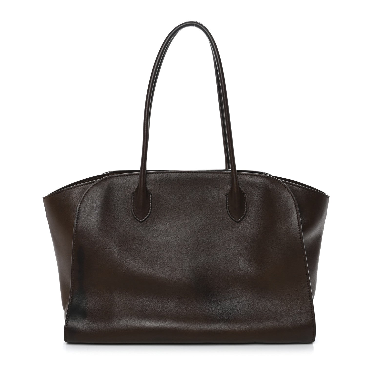 The Row Polished Saddle Calfskin Marlo 14 Dark Brown 1 of 12