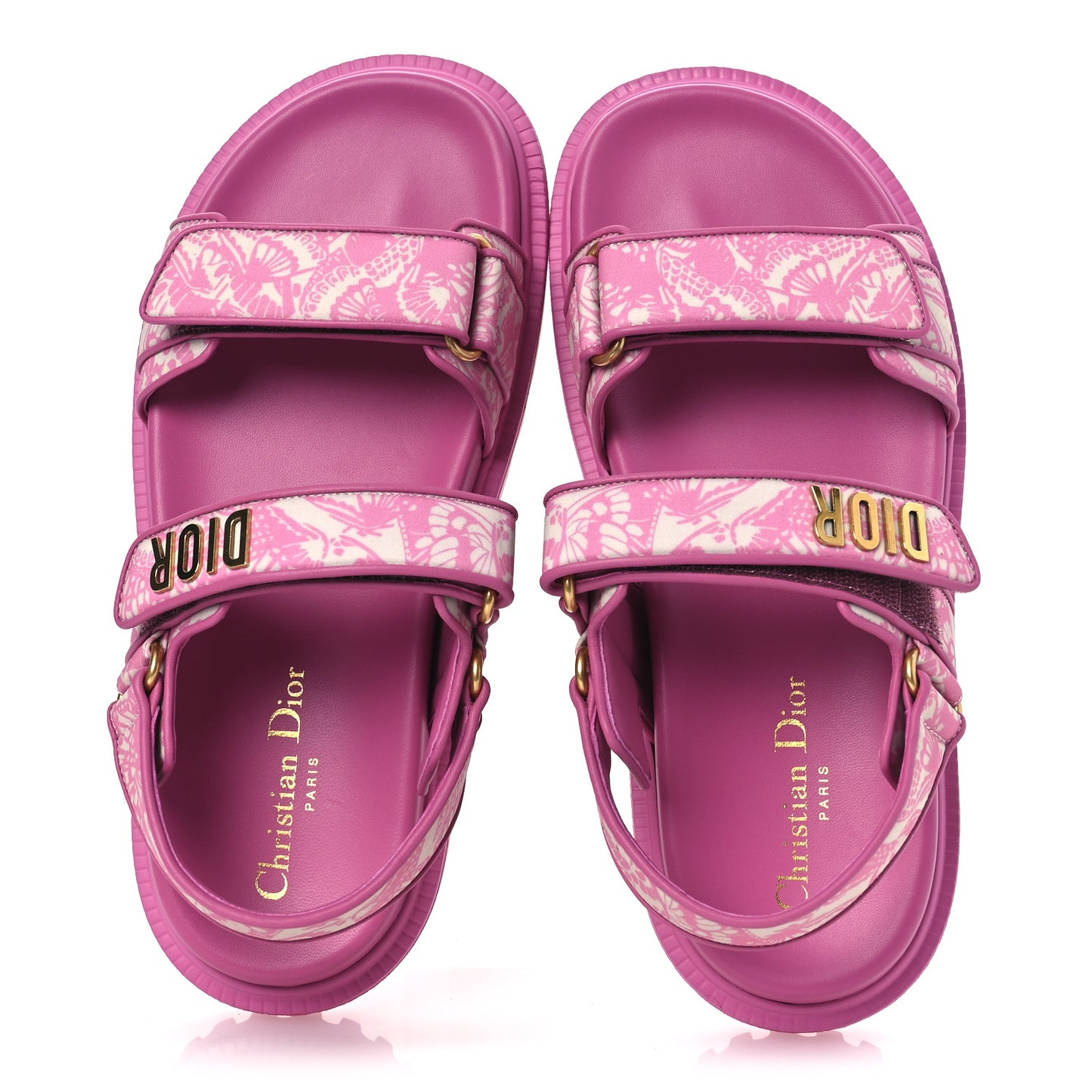 Technical Fabric All Over Butterflies Dioract 10mm Sandals 38 Peacock Pink