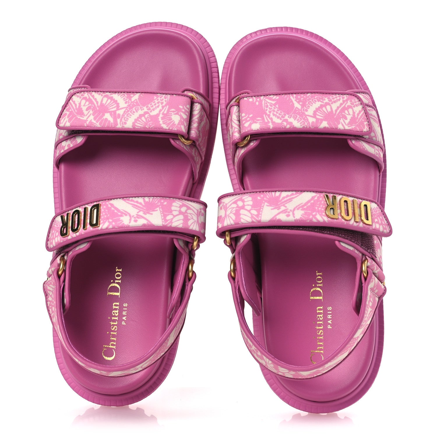 Christian Dior Technical Fabric All Over Butterflies Dioract 10mm Sandals 38 Peacock Pink 2 of 13